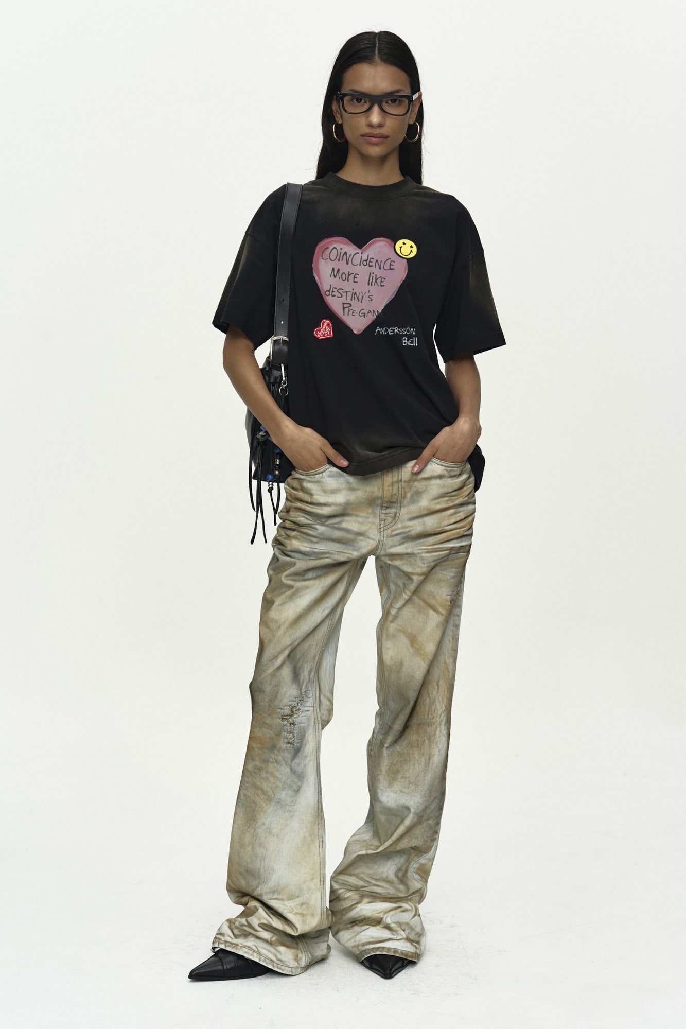 Andersson Bell - (essential) Unisex Spray Washed Heart Message T-Shirt (Essential) product image 2 | TRAB K-Fashion Australia