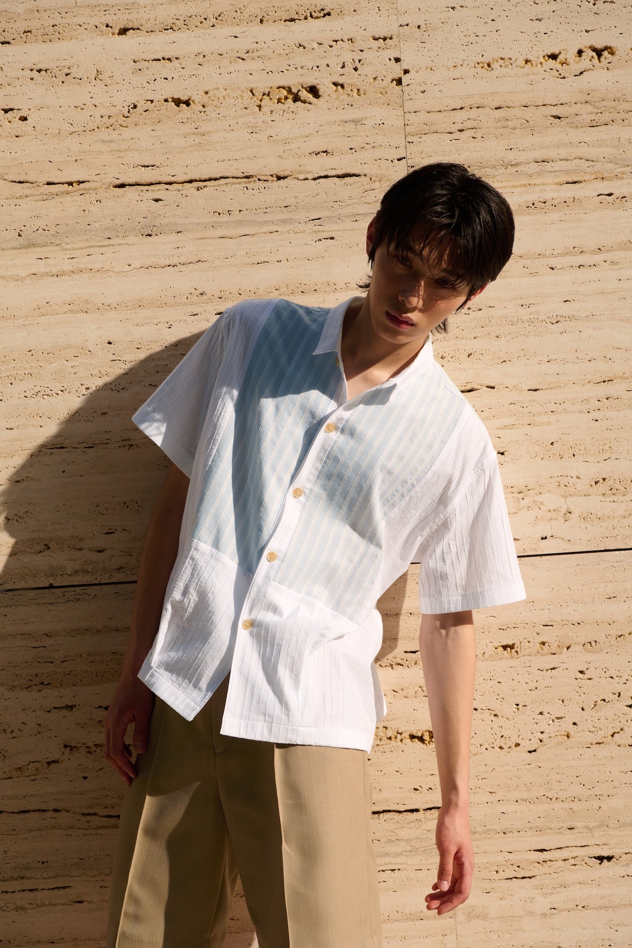 STU - Stripe Panel Shirt (White) product image 10 | TRAB K-Fashion Australia