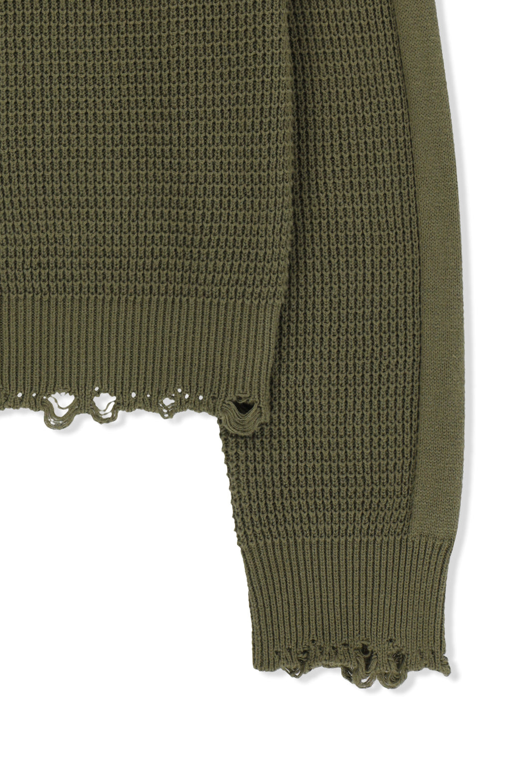 Matin Kim - Waffle Texture Hoody Knit Zip Up (Khaki) product image 4 | TRAB K-Fashion Australia