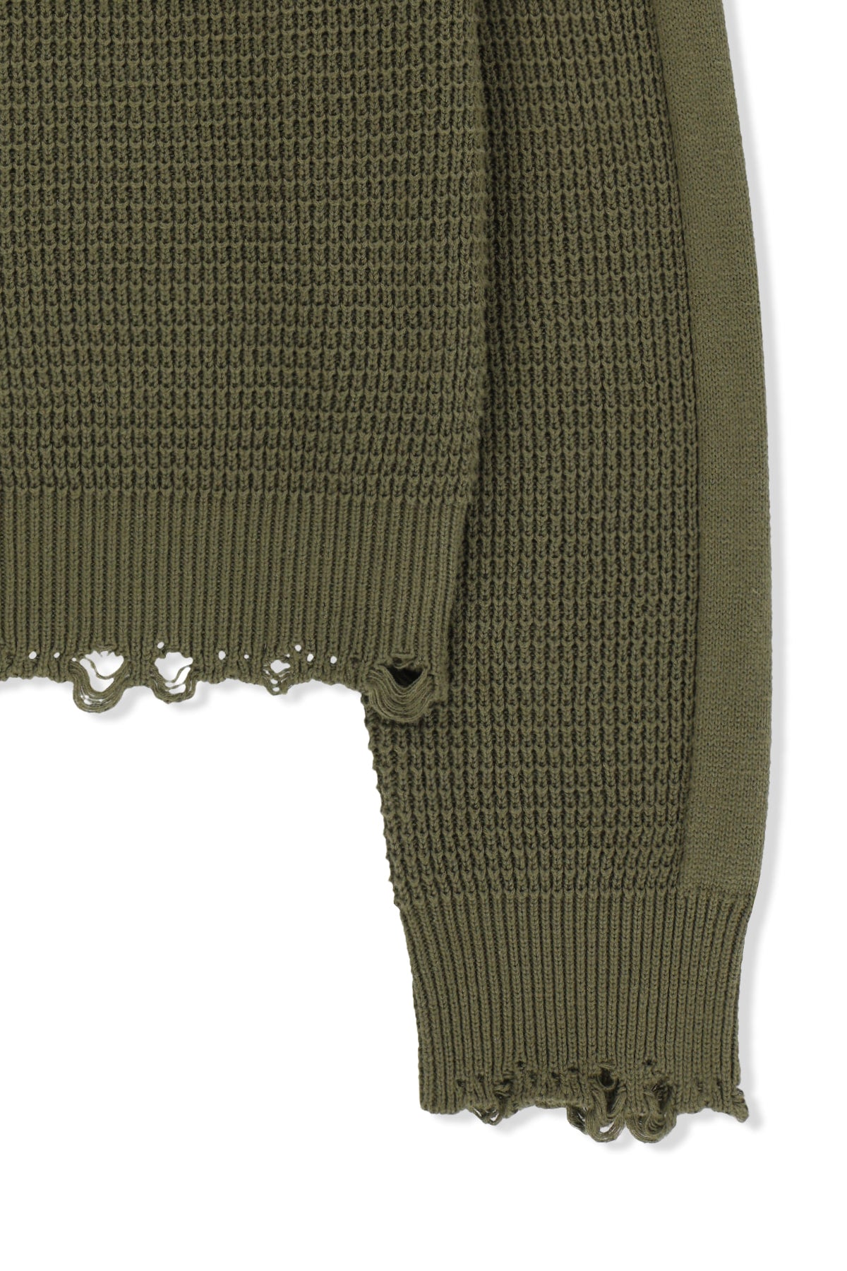 Matin Kim - Waffle Texture Hoody Knit Zip Up (Khaki) product image 4 | TRAB K-Fashion Australia