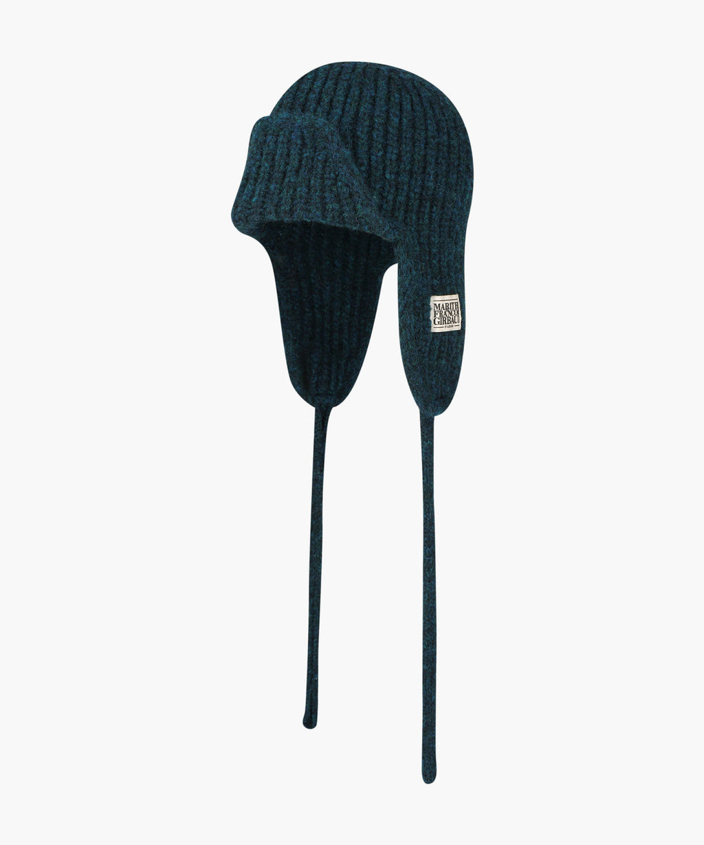 Marithe & Francois Girbaud - Classic Logo Earflap Beanie (Teal) product image 2 | TRAB K-Fashion Australia