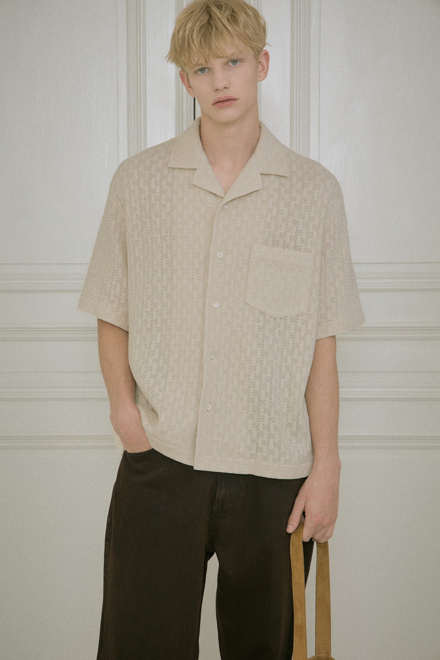STU - Back Raglan Jacquard Shirt (Ivory) product image 11 | TRAB K-Fashion Australia