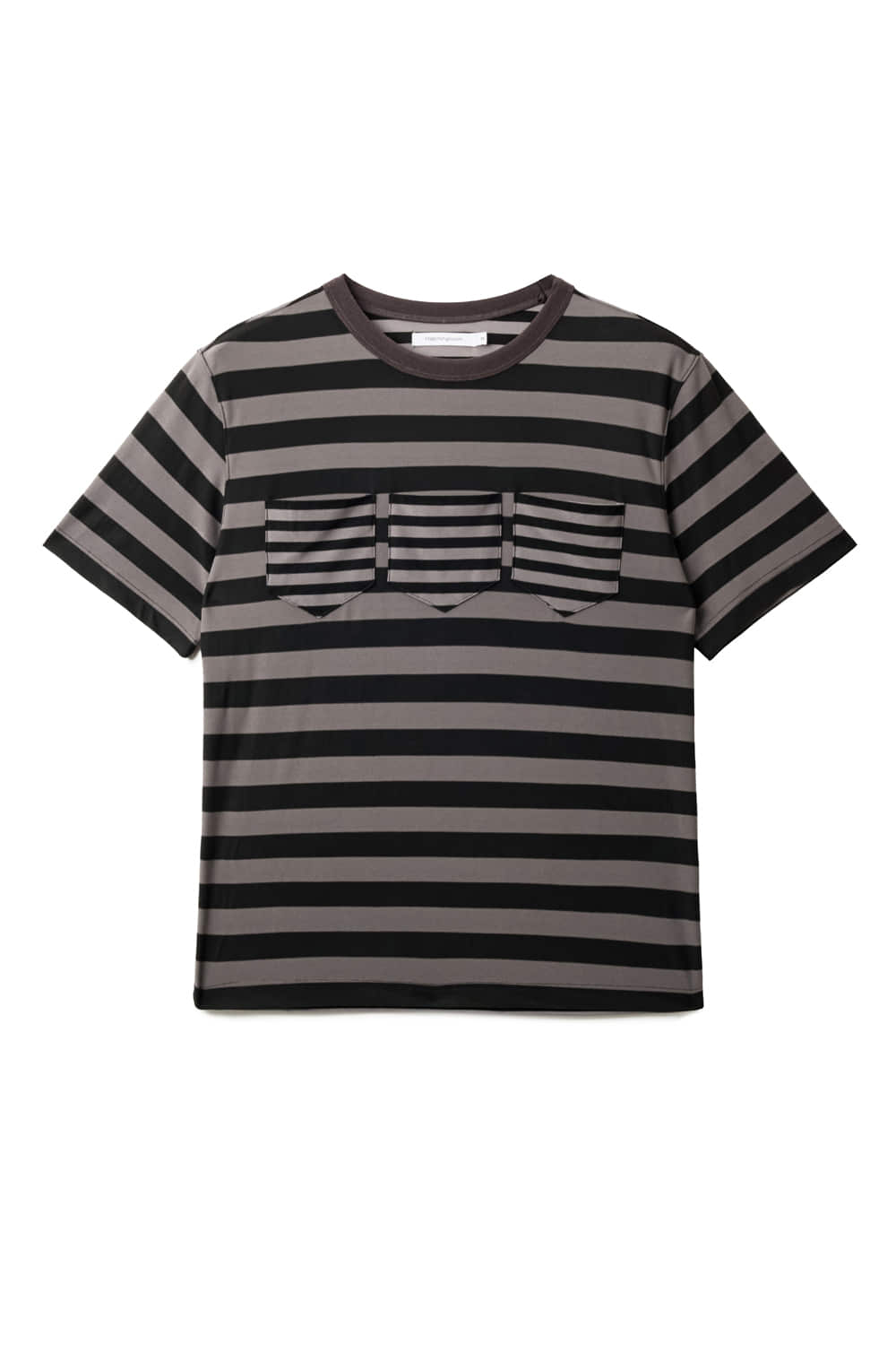 Hatchingroom - Triple Pocket Tee Stripe (Brown Charcoal) product image 1 | TRAB K-Fashion Australia