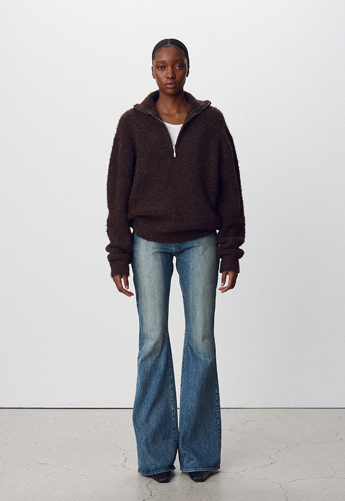 Tonywack - Wool Blend Boucle Zip Sweater (Brown) product image 2 | TRAB K-Fashion Australia