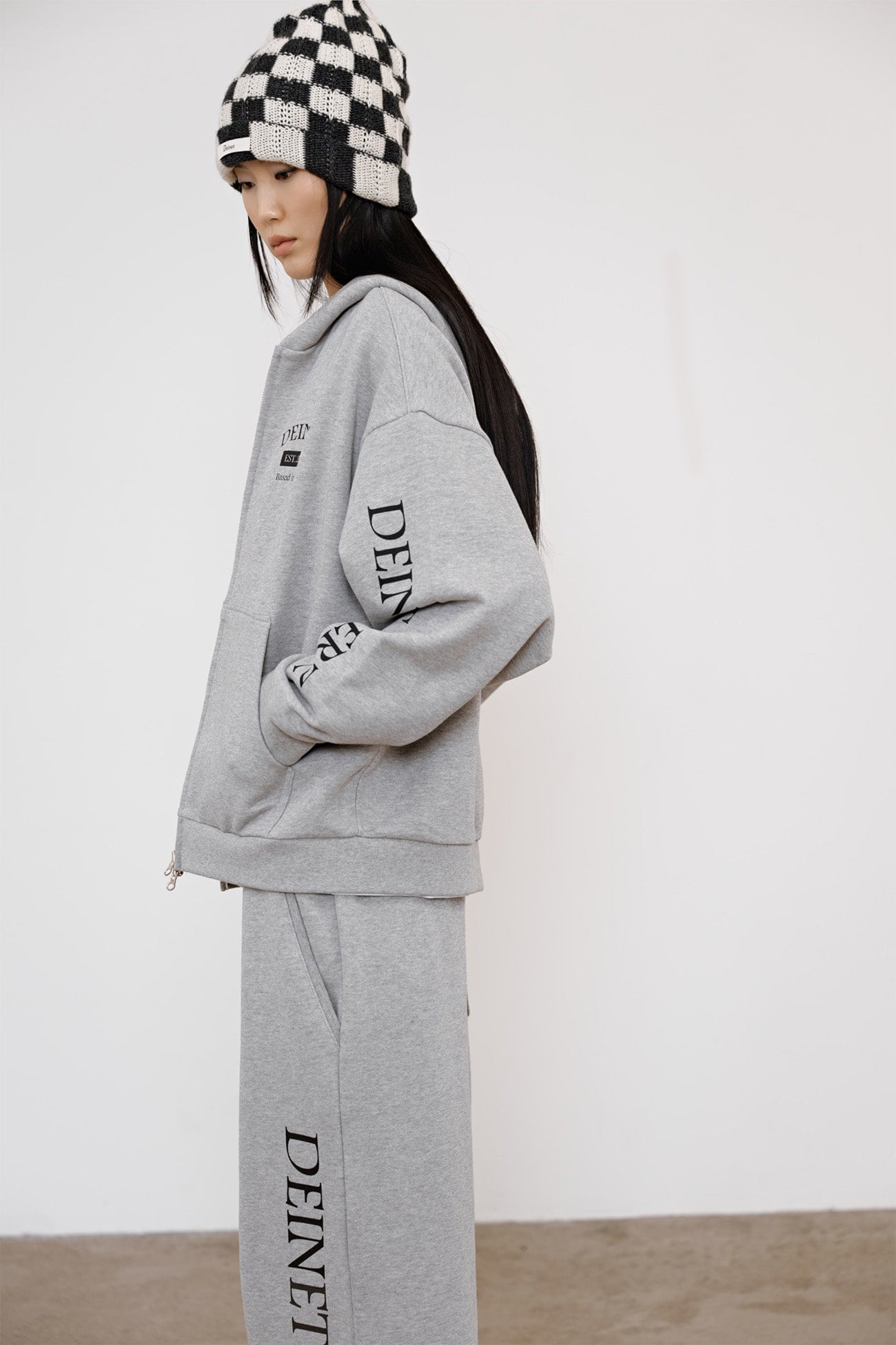 Deinet - German Lettering Hoodie Zip-Up (Melange Grey) product image 8 | TRAB K-Fashion Australia