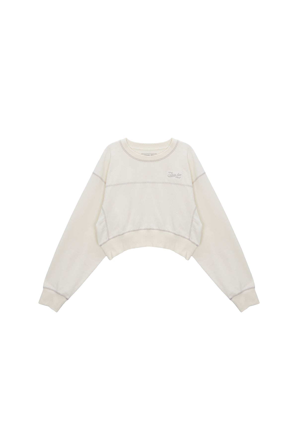 Matin Kim - Stitch Label Crop Sweatshirt (Black) product image 8 | TRAB K-Fashion Australia