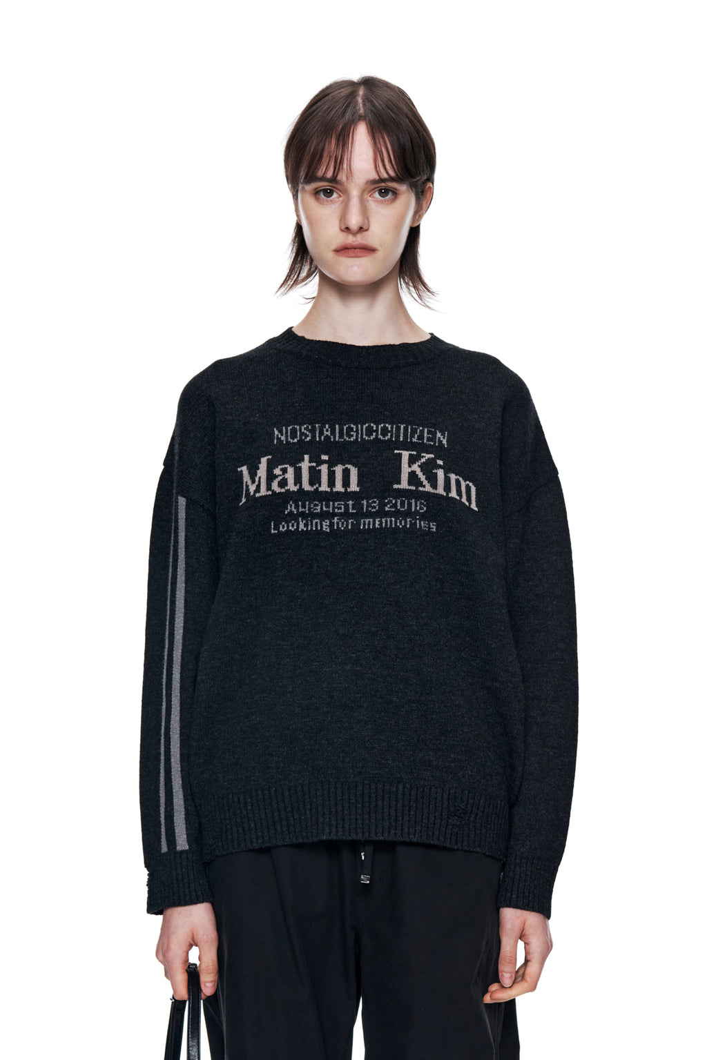 Matin Kim - Matin Sleeve Line Knit Pullover (Charcoal) product image 5 | TRAB K-Fashion Australia