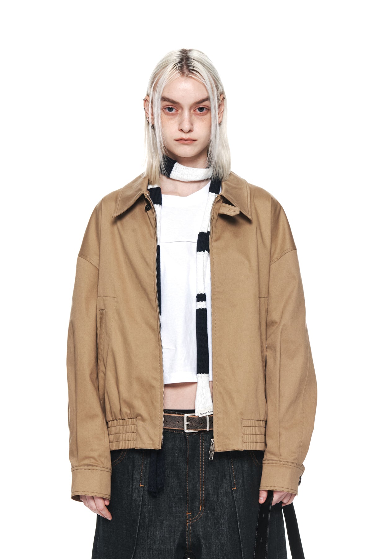 Matin Kim - Cotton Blend Collar Relaxed Bomber Jacket (Beige) product image 5 | TRAB K-Fashion Australia