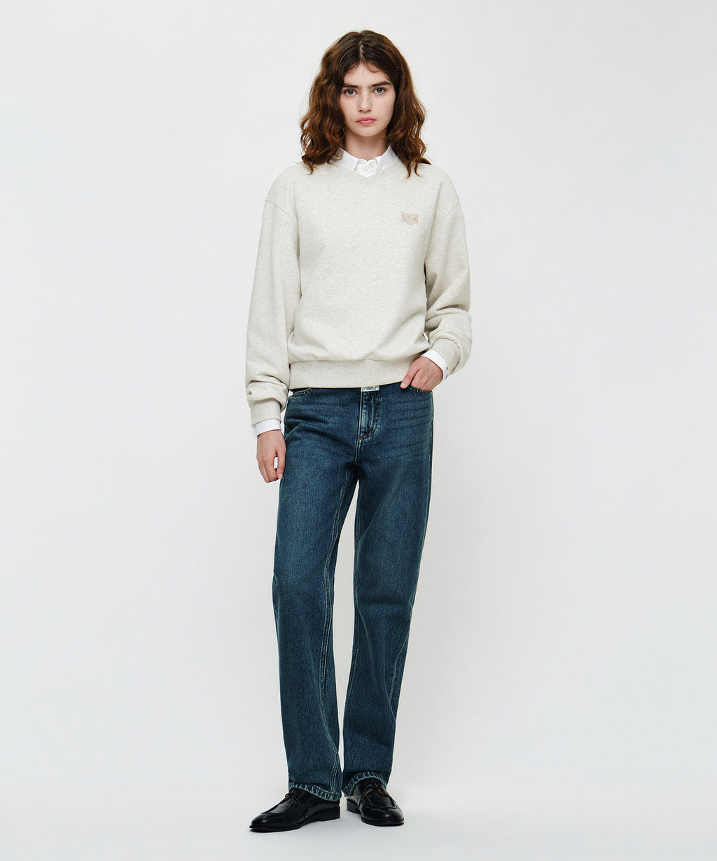 Marithe & Francois Girbaud - Small Classic Logo V Neck Balloon Sweatshirt (Oatmeal) product image 4 | TRAB K-Fashion Australia