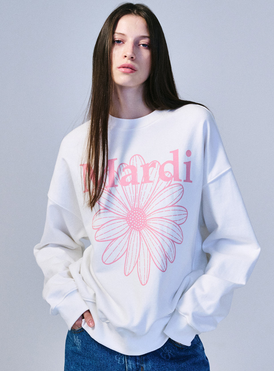 Mardi Mercredi - Sweatshirt Flowermardi (White Pink) product image 1 | TRAB K-Fashion Australia