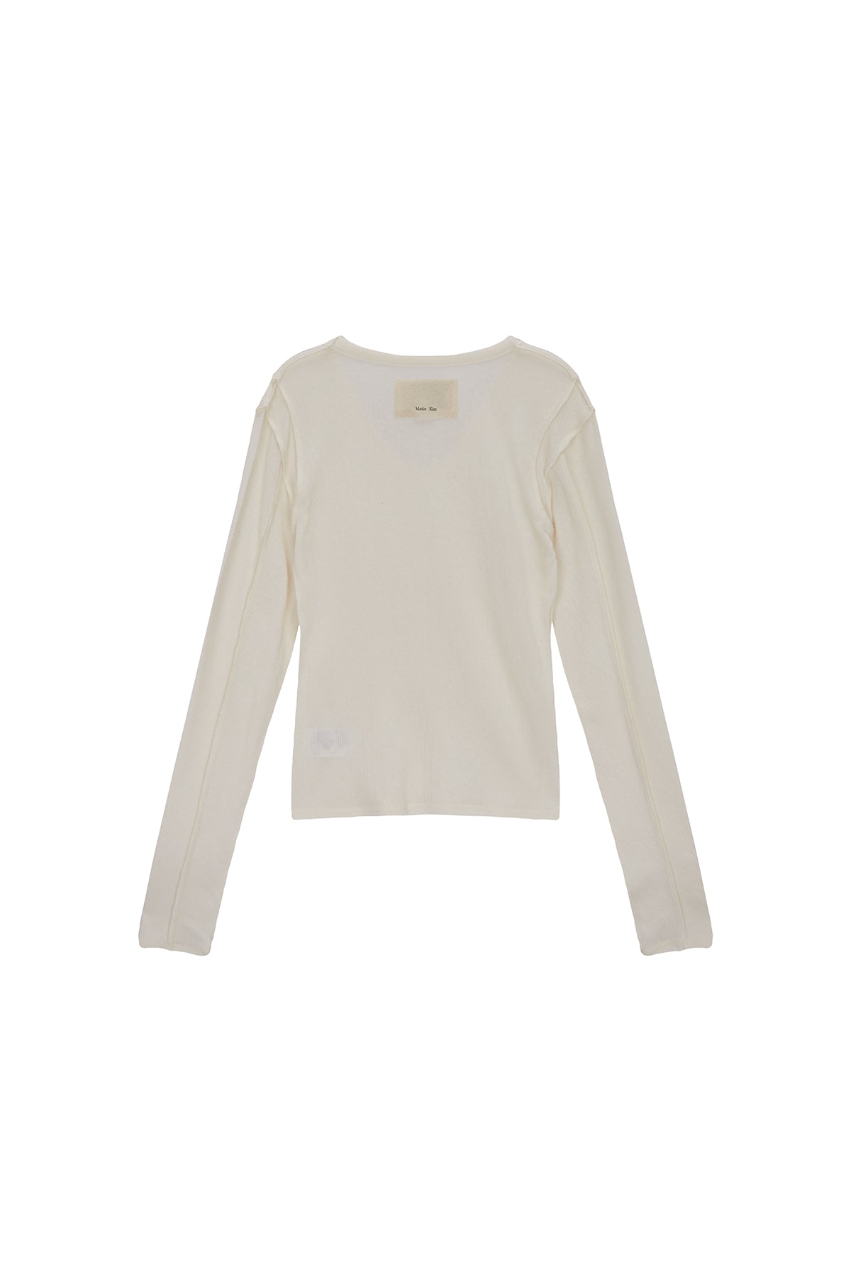 Matin Kim - Stitch V Neck Slim Long Sleeve (Ivory) product image 2 | TRAB K-Fashion Australia
