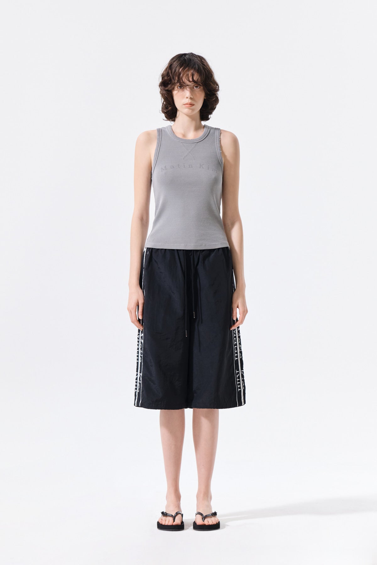 Matin Kim - Side Logo Bermuda Track Pants (Black) product image 16 | TRAB K-Fashion Australia
