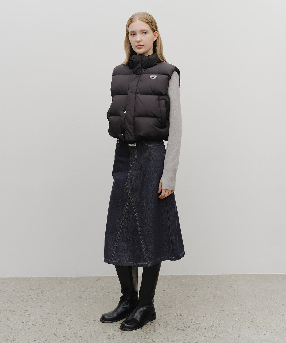 Marithe & Francois Girbaud - Classic Logo Crop Down Vest (Black) product image 5 | TRAB K-Fashion Australia