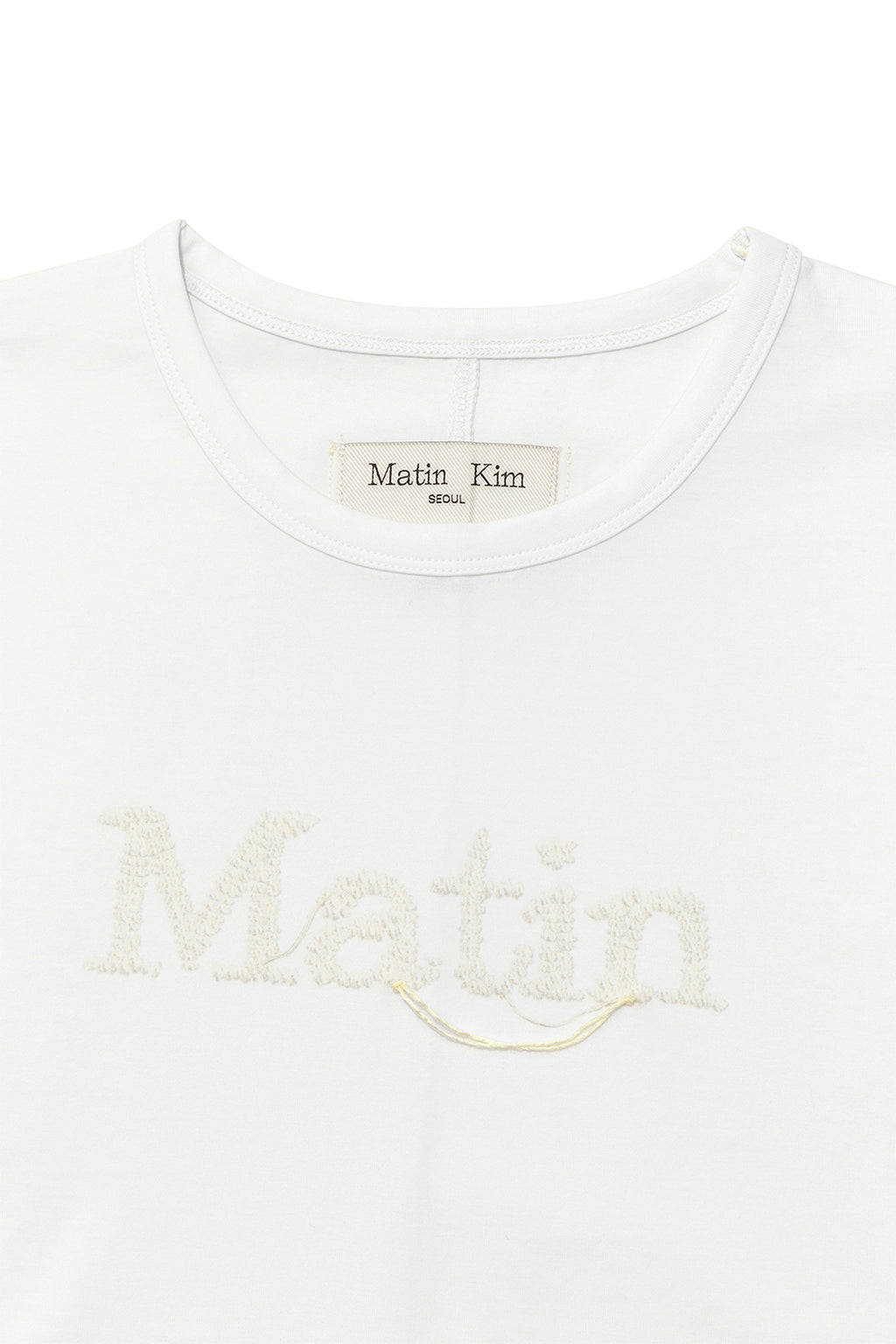 Matin Kim - Stitch Printing Detail Crop Top (White) product image 3 | TRAB K-Fashion Australia