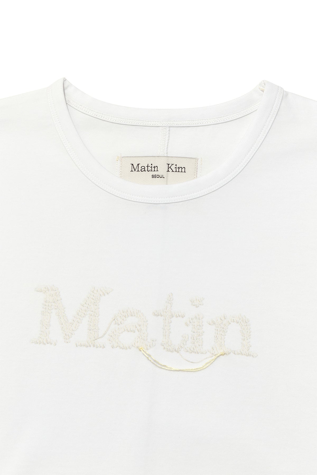 Matin Kim - Stitch Printing Detail Crop Top (White) product image 3 | TRAB K-Fashion Australia