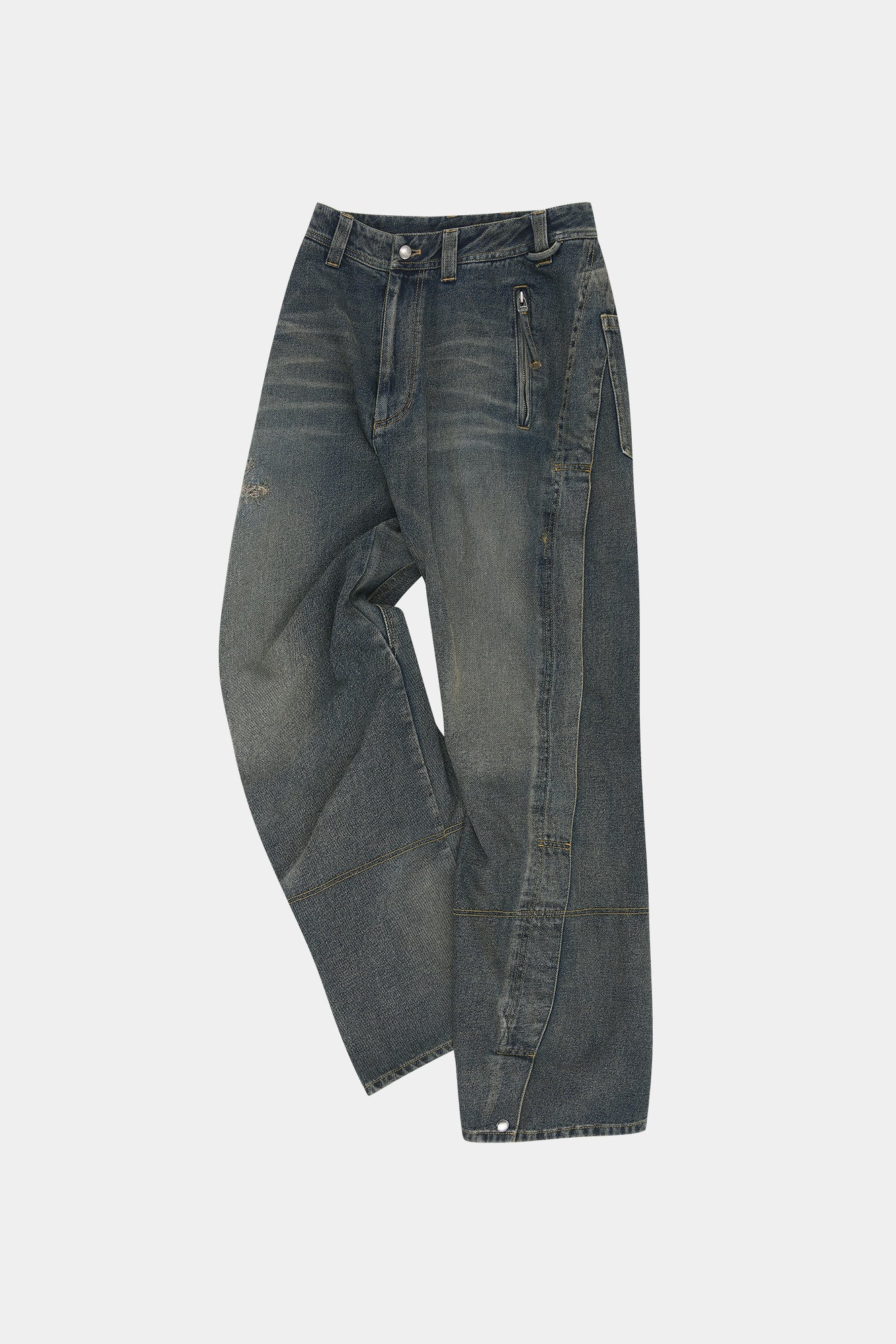 Andersson Bell - Unisex Twisted Zipper Pocket Jeans (Dusty Blue) product image 28 | TRAB K-Fashion Australia