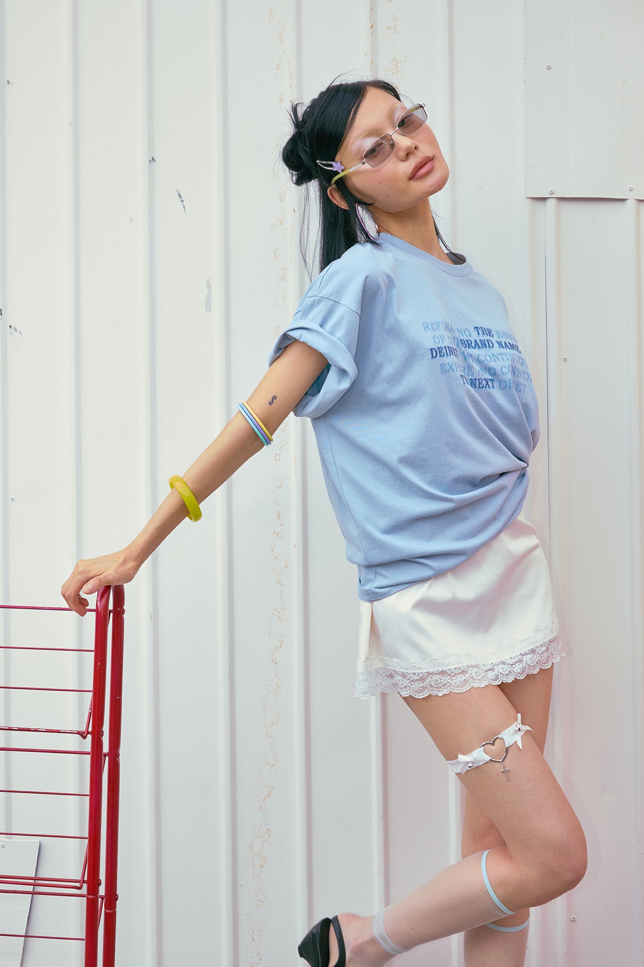 Deinet - Lettering T-Shirt (Sky Blue) product image 7 | TRAB K-Fashion Australia