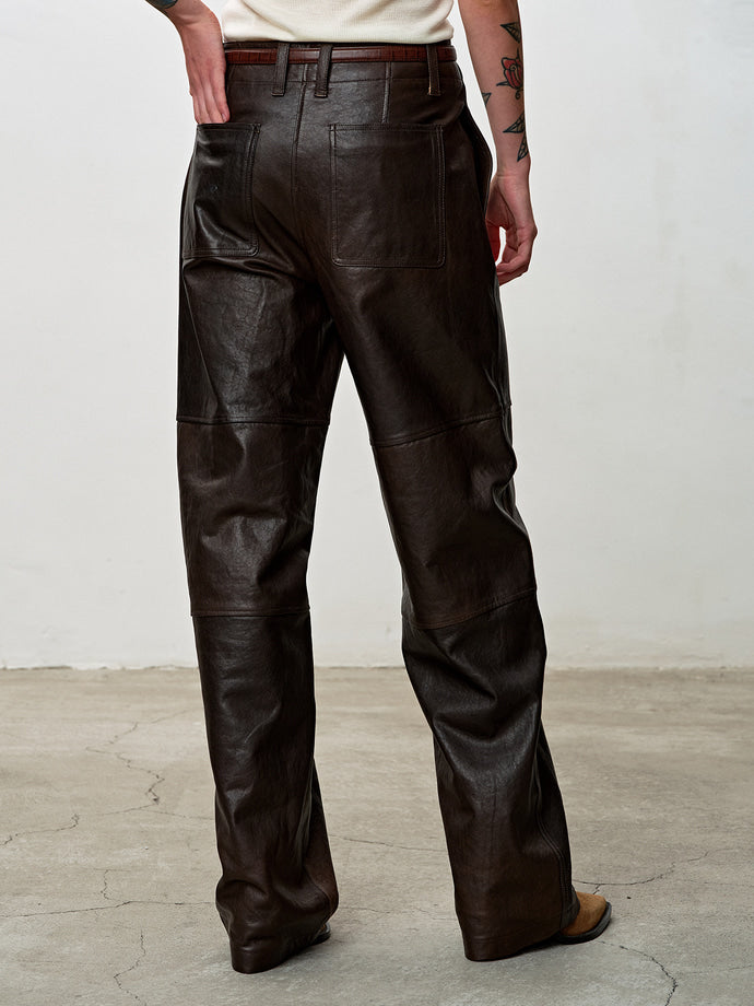 Tonywack - Vegetable Tanned Leather Rounded Leg Pants (Brown) product image 7 | TRAB K-Fashion Australia