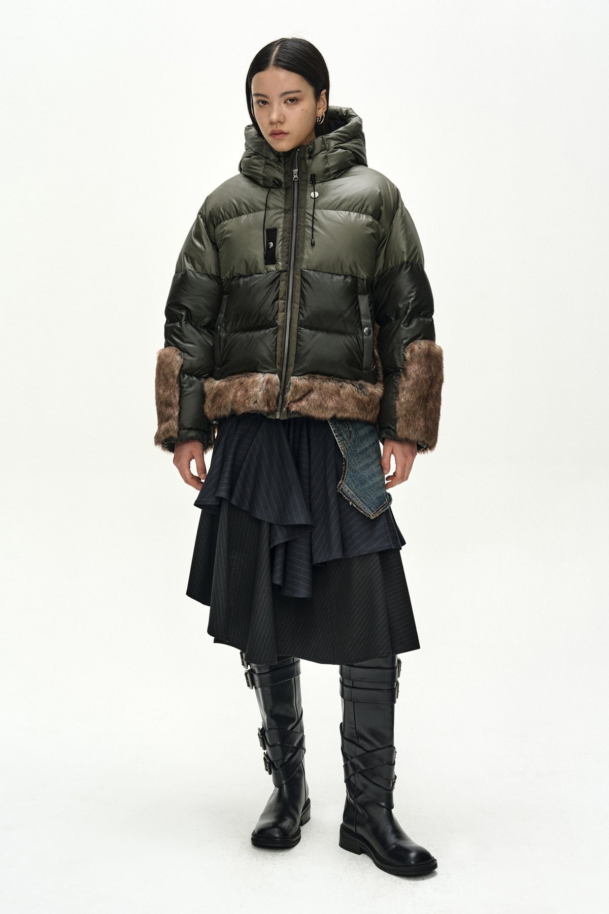 Andersson Bell - Copenhagen Down Fur Jacket (Khaki) product image 6 | TRAB K-Fashion Australia