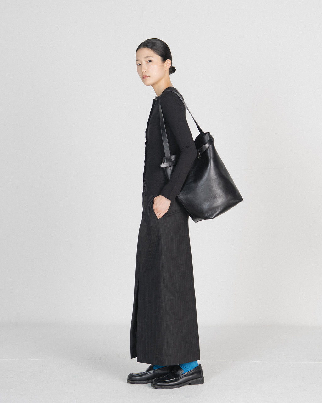 Brownyard - H Line Long Skirt (Black Stripe) product image 2 | TRAB K-Fashion Australia