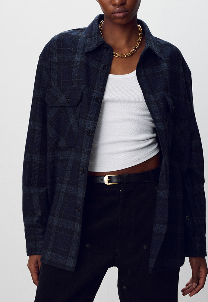 Tonywack - Wool Flannel Check Shirt (Navy) product image 1 | TRAB K-Fashion Australia