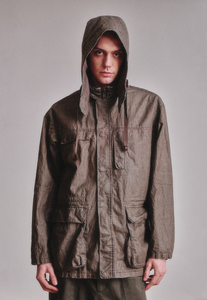 Art if acts - Linen Rain Parka (Wood) product image 1 | TRAB K-Fashion Australia
