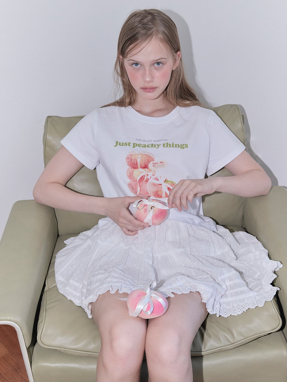 Margarin Fingers - Peach Graphic T-Shirt (White) product image 1 | TRAB K-Fashion Australia