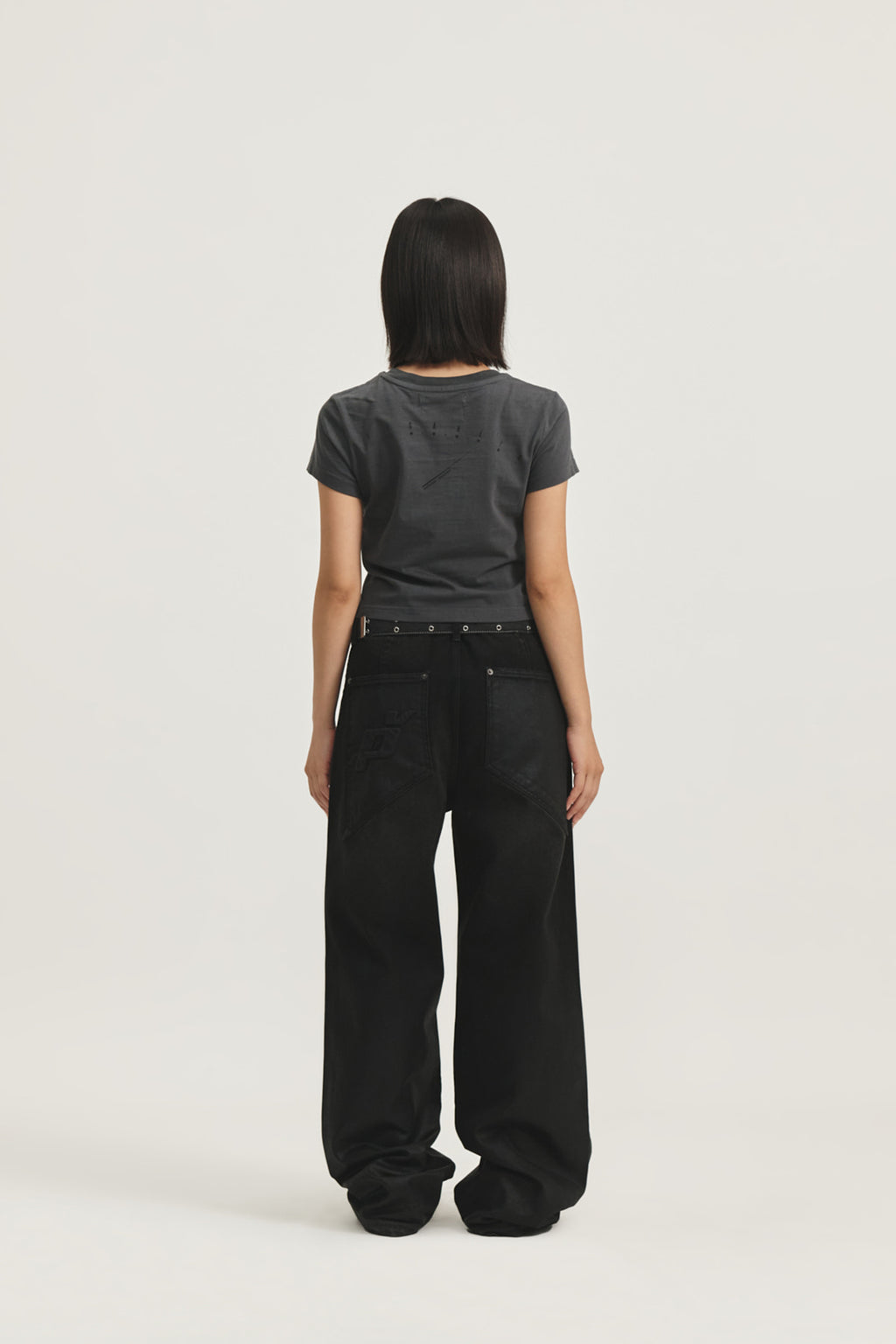 Matin Kim - Peaches Logo Graphic Crop Top (Charcoal) product image 11 | TRAB K-Fashion Australia