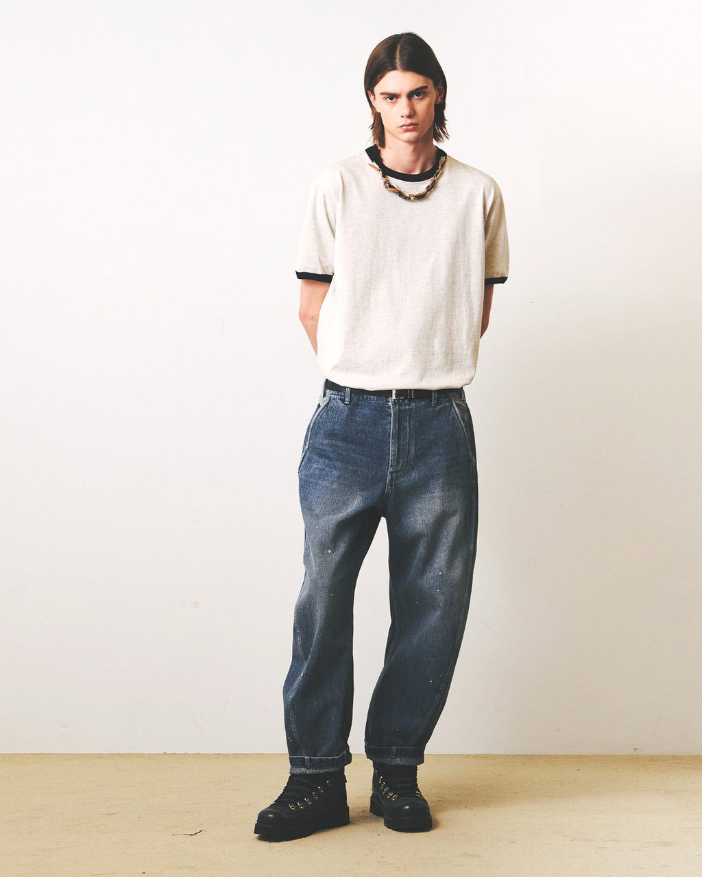 Eastlogue - 11 Ringer T-shirts (Oatmeal & Black) product image 1 | TRAB K-Fashion Australia