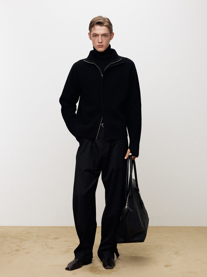 Tonywack - Super Fine Merino Wool Placket Zip-Up Knit (Black) product image 4 | TRAB K-Fashion Australia