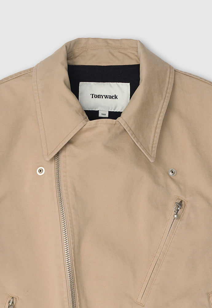 Tonywack - Garment-Washed Cotton Gabardine Biker Jacket (Faded Beige) product image 14 | TRAB K-Fashion Australia