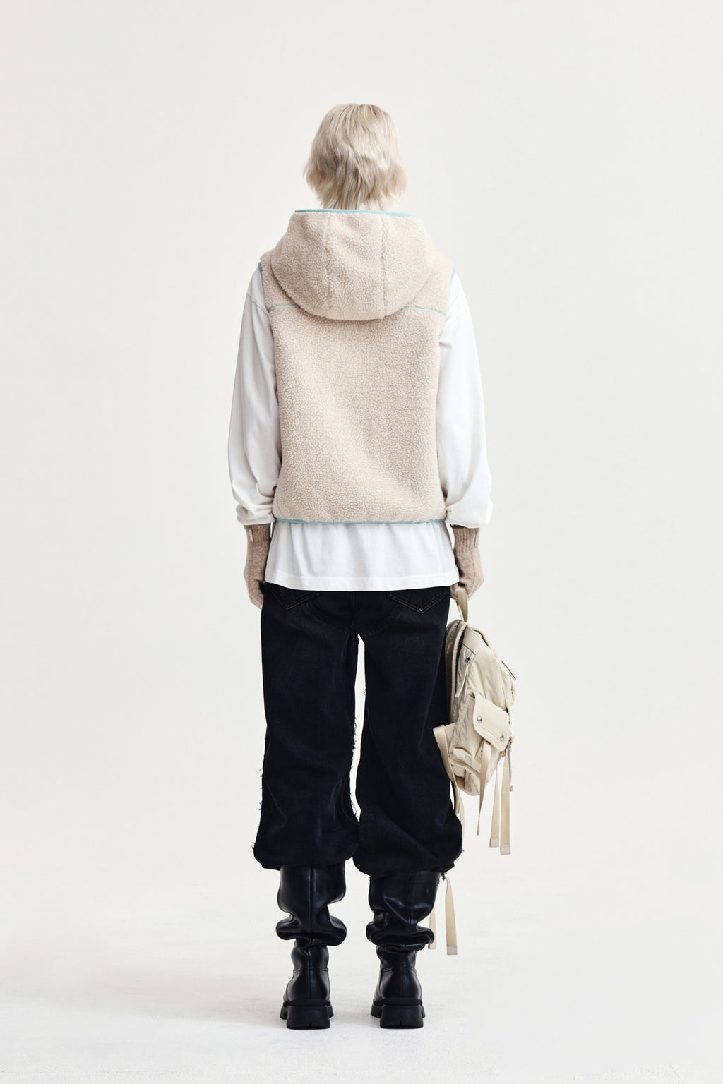 Matin Kim - Fleece Hoody Vest (Ivory) product image 7 | TRAB K-Fashion Australia