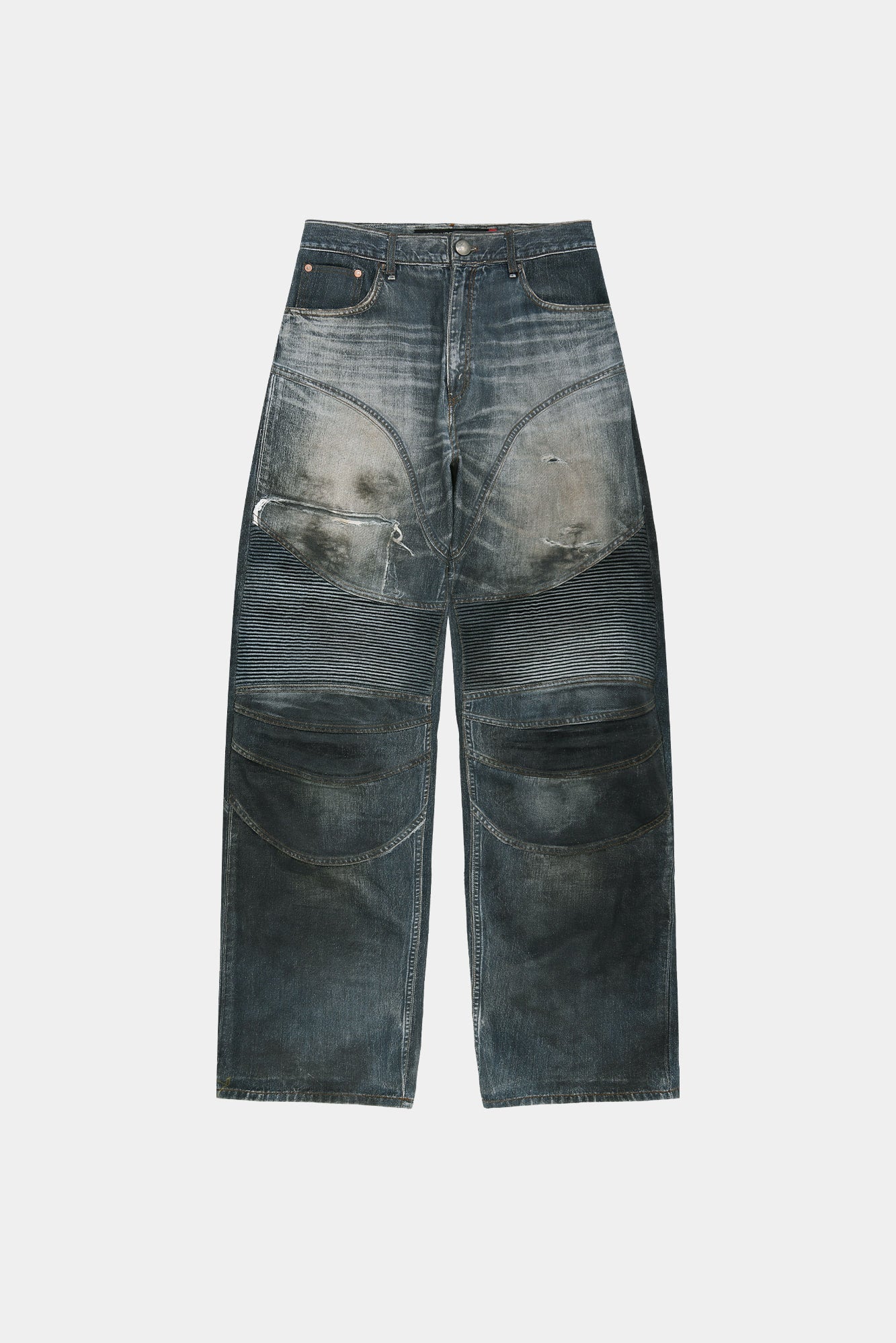 Andersson Bell - [Pre-Order – Ships August 7] Denim Trompe-L'oeil Graphic Biker Jeans (Mid Blue) product image 13 | TRAB K-Fashion Australia