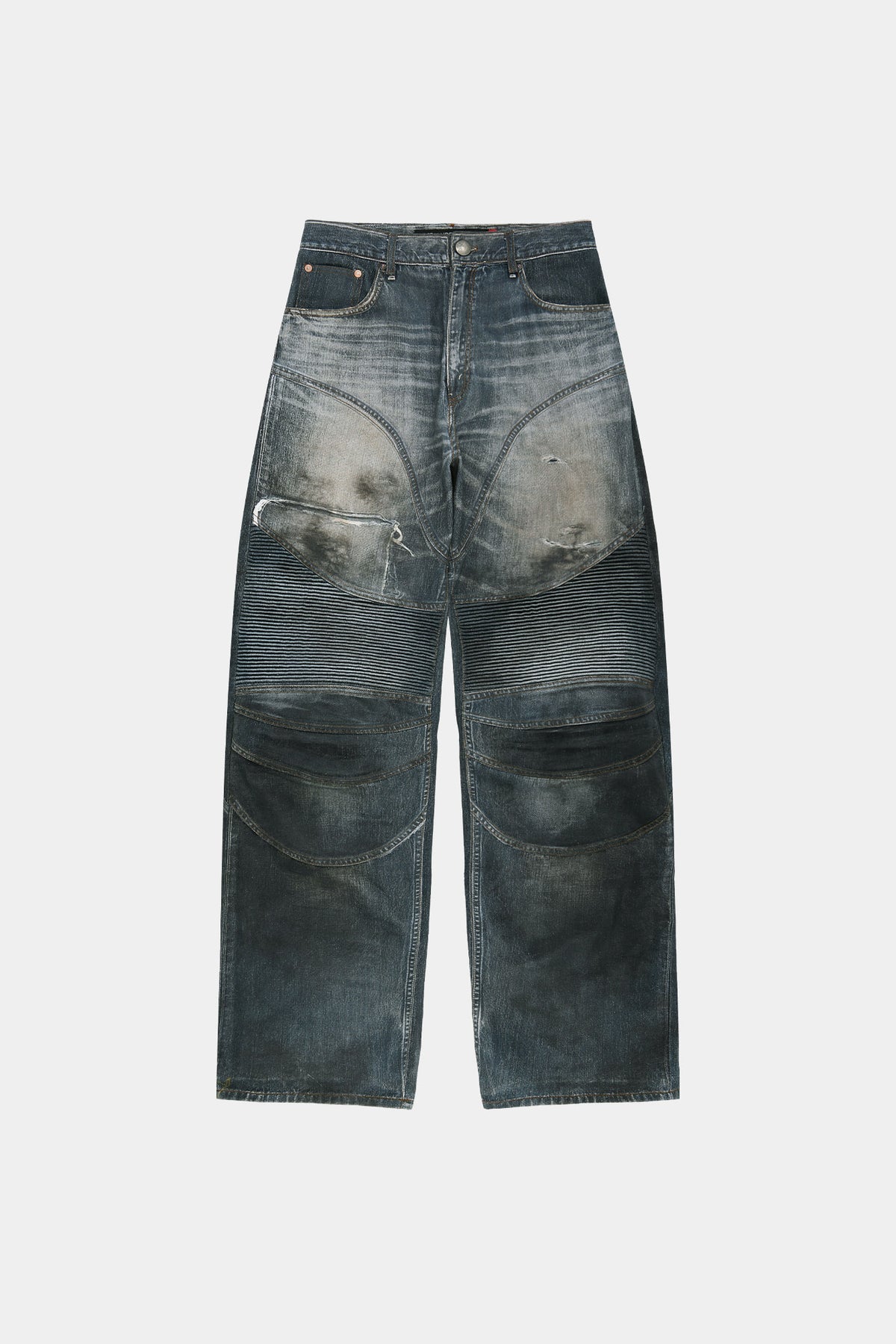 Andersson Bell - Denim Trompe-L'oeil Graphic Biker Jeans (Mid Blue) product image 13 | TRAB K-Fashion Australia