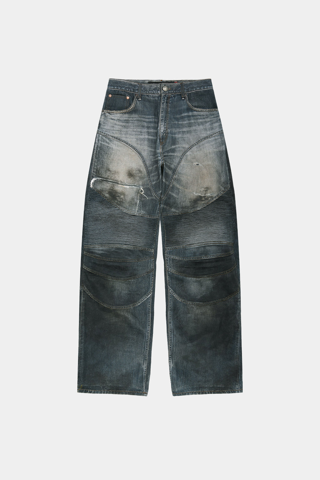 Andersson Bell - [Pre-Order – Ships August 7] Denim Trompe-L'oeil Graphic Biker Jeans (Mid Blue) product image 13 | TRAB K-Fashion Australia