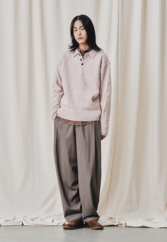 Art if acts - Checkerboard Collar Knit (Delicate Pink) product image 1 | TRAB K-Fashion Australia