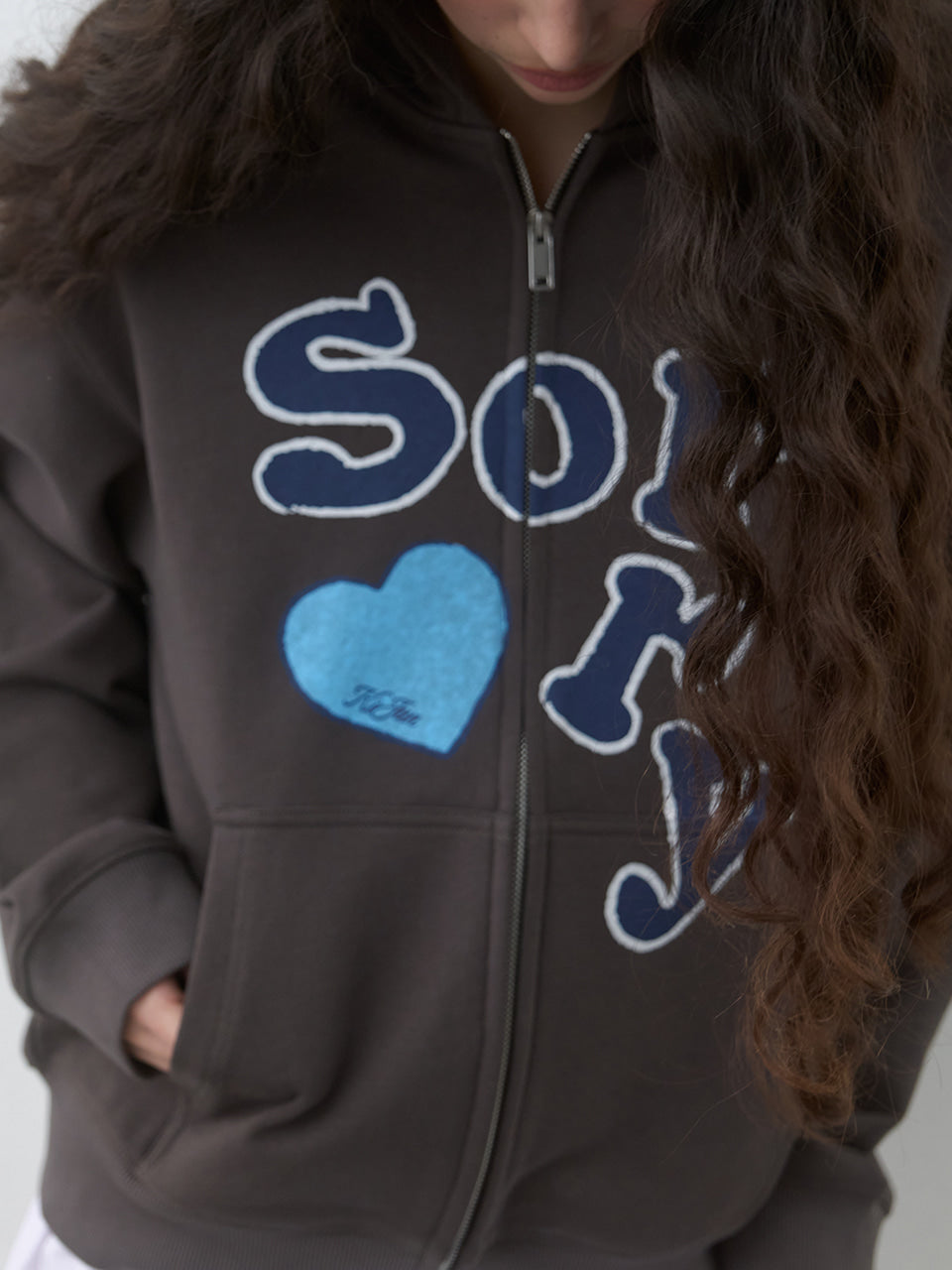 Kijun - SORRY Zip-Up Hoodie (Charcoal) product image 7 | TRAB K-Fashion Australia
