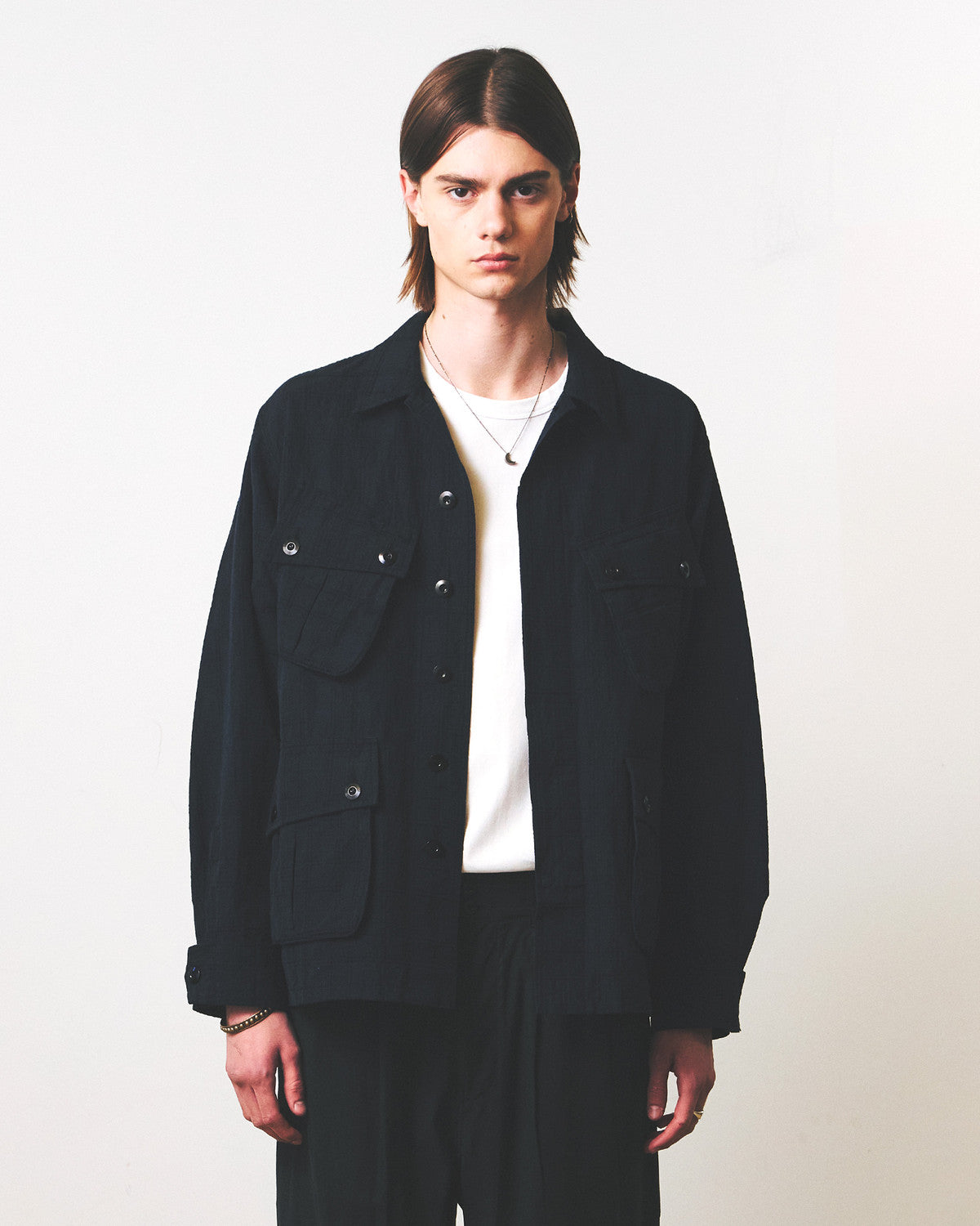 Eastlogue - Jungle Fatigue Jacket (Navy Linen Check) product image 2 | TRAB K-Fashion Australia