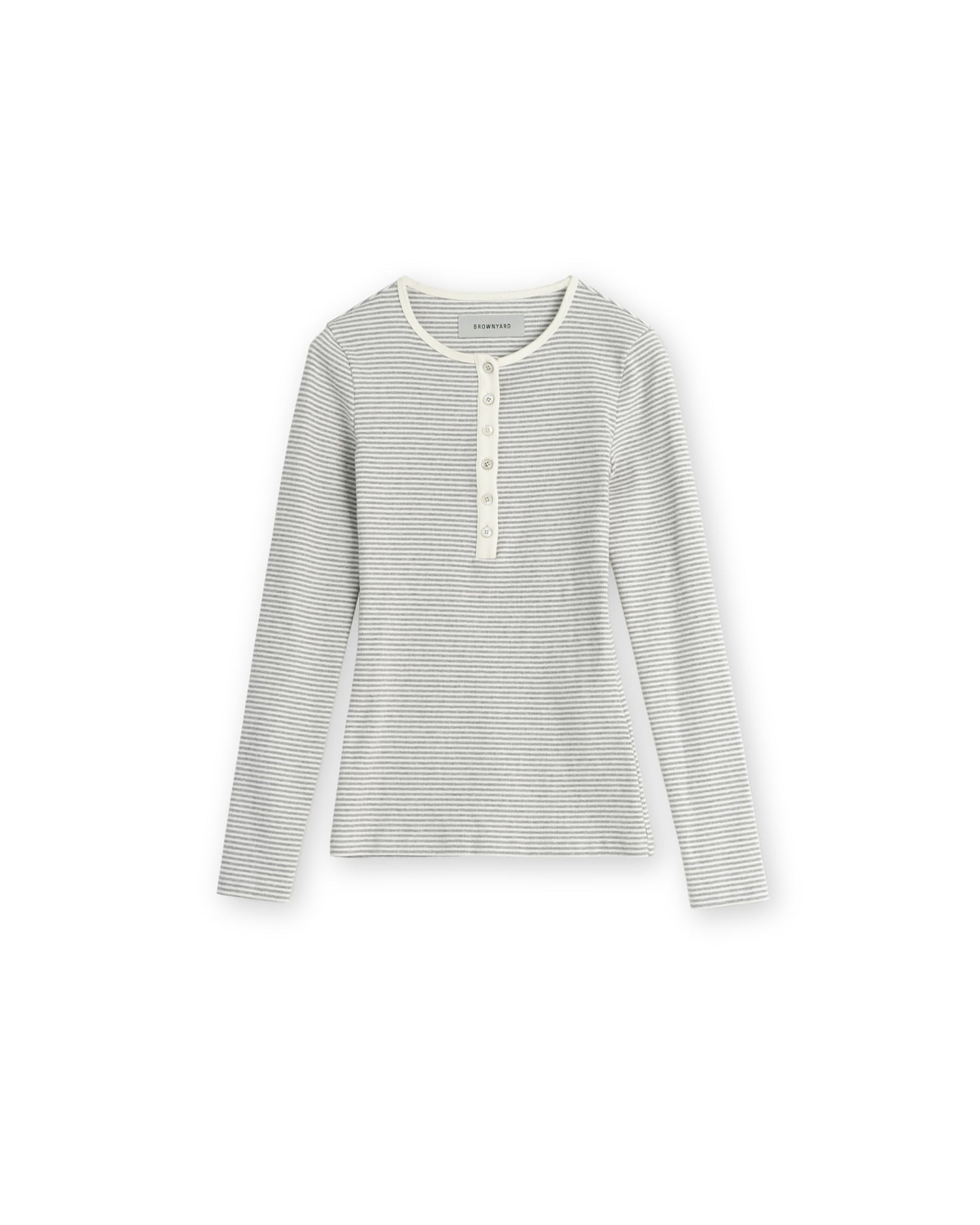Brownyard - Henley Neck Long Sleeve (Light Grey Stripe) product image 6 | TRAB K-Fashion Australia