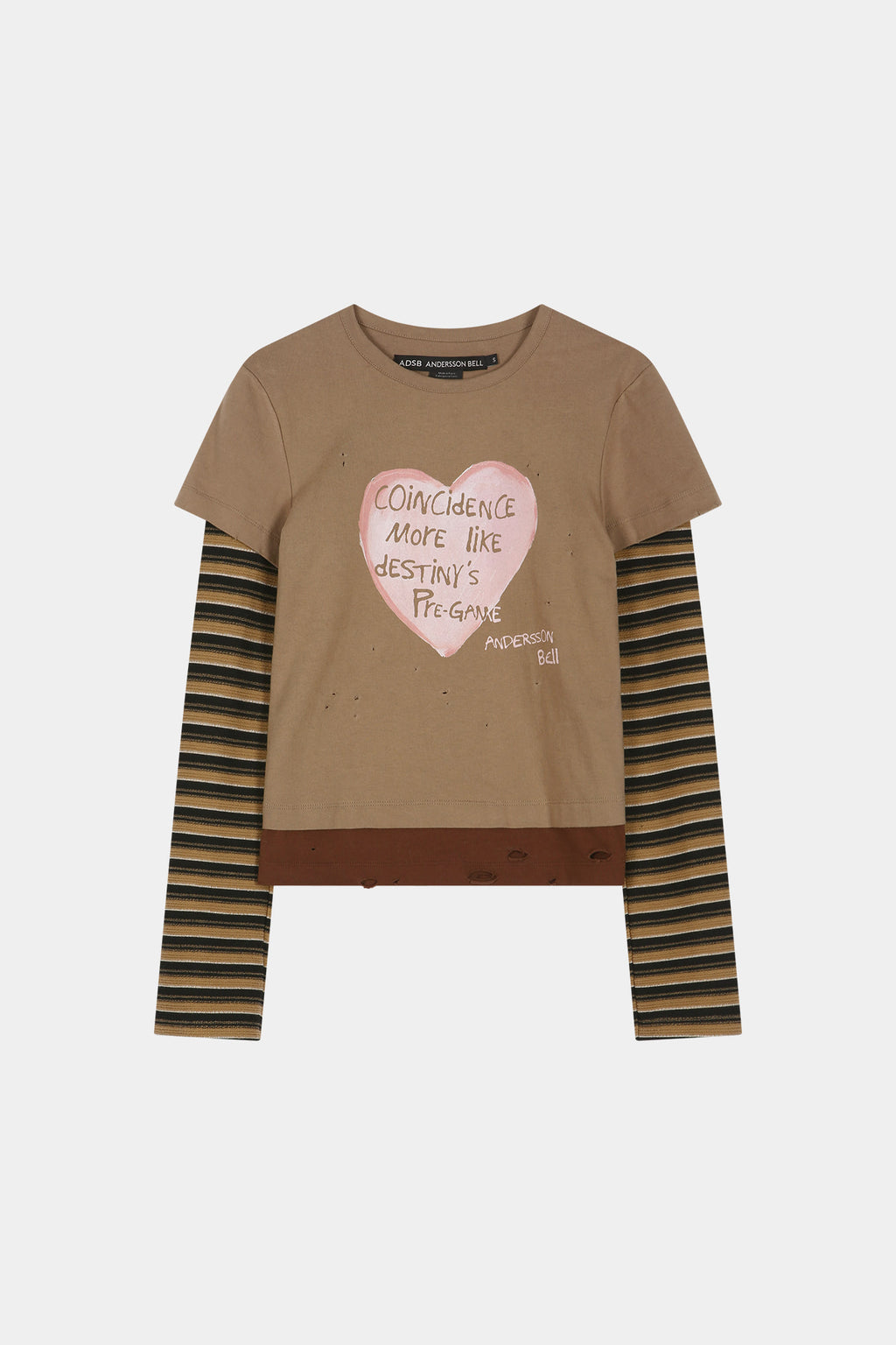 Andersson Bell - Layered Heart Message Long Sleeve T-Shirt (brown) (Brown) product image 11 | TRAB K-Fashion Australia