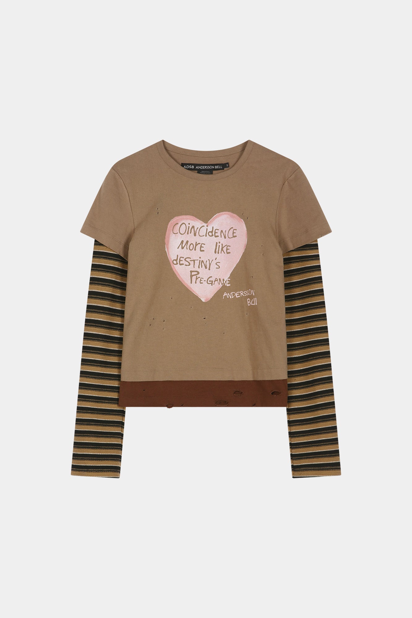 Andersson Bell - Layered Heart Message Long Sleeve T-Shirt (brown) (Brown) product image 11 | TRAB K-Fashion Australia