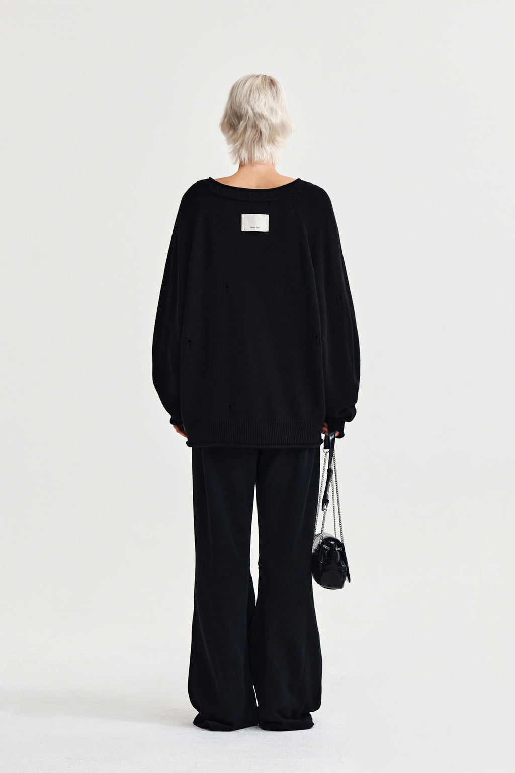 Matin Kim - Two Way Off Shoulder Damage Pullover (Black) product image 7 | TRAB K-Fashion Australia
