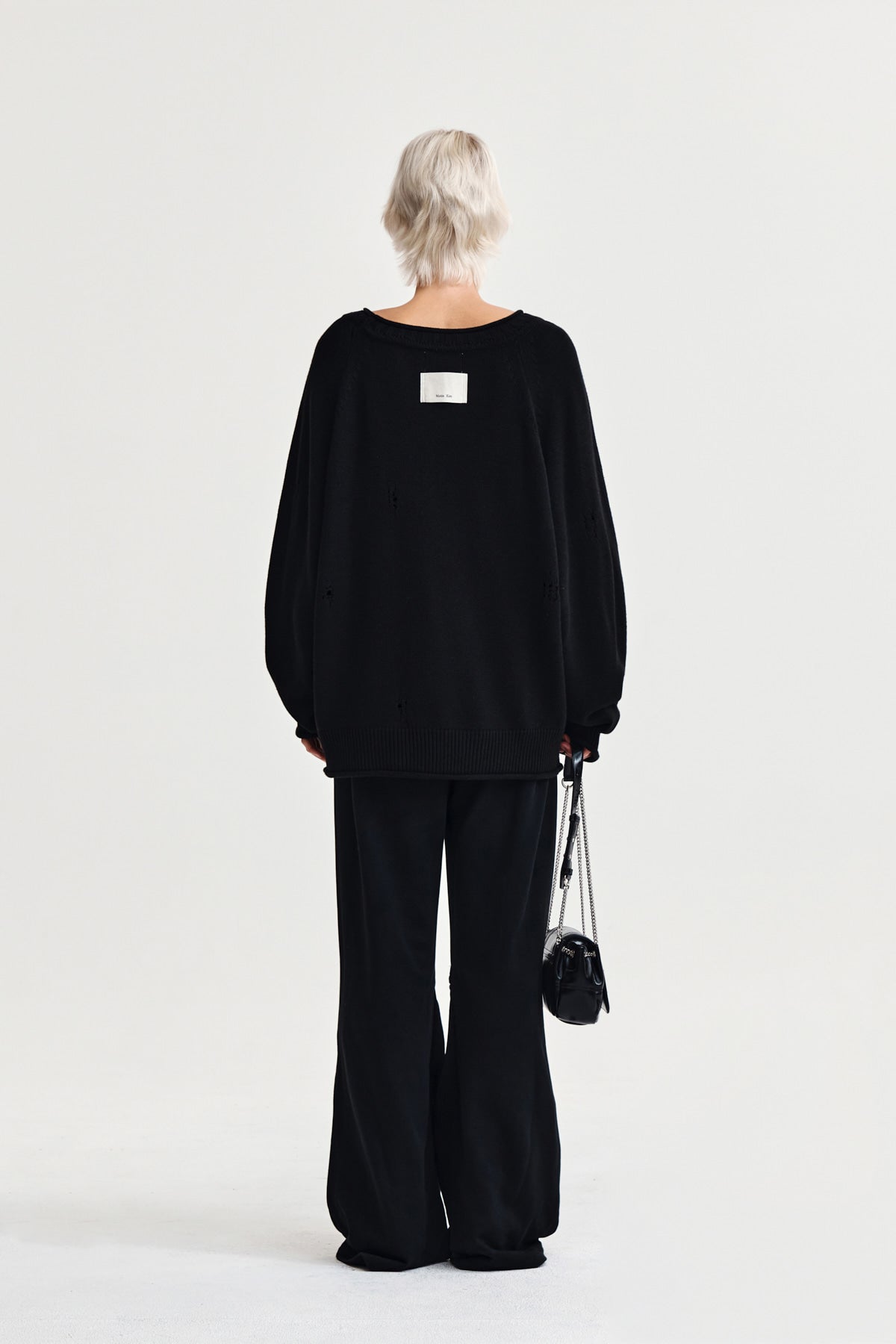 Matin Kim - Two Way Off Shoulder Damage Pullover (Black) product image 7 | TRAB K-Fashion Australia