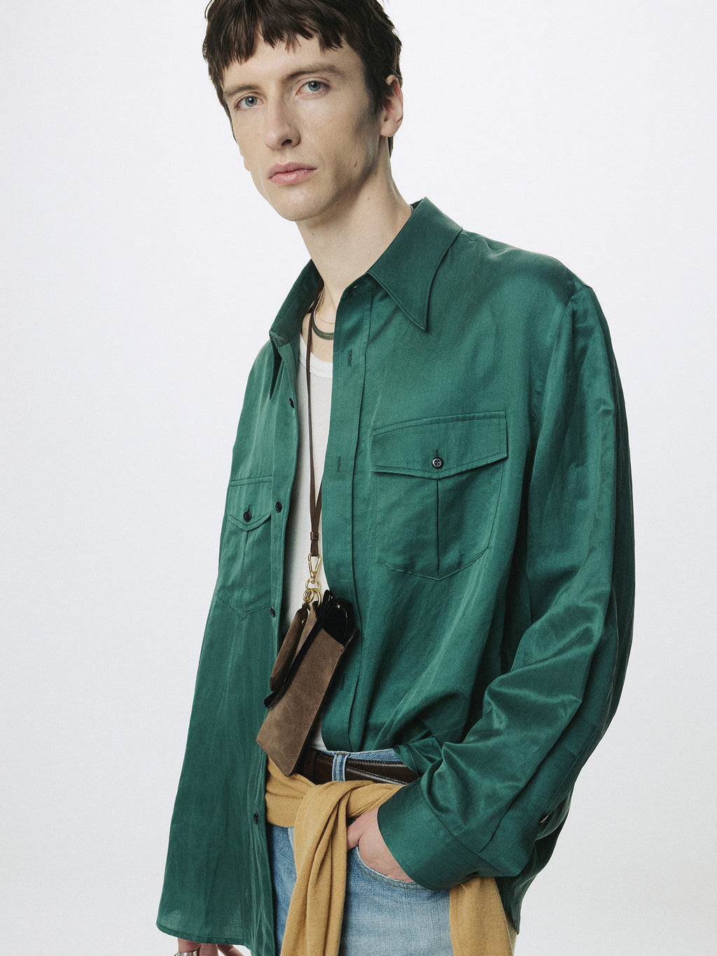 Tonywack - Silk Cotton Double Pocket Shirt (Green) product image 1 | TRAB K-Fashion Australia