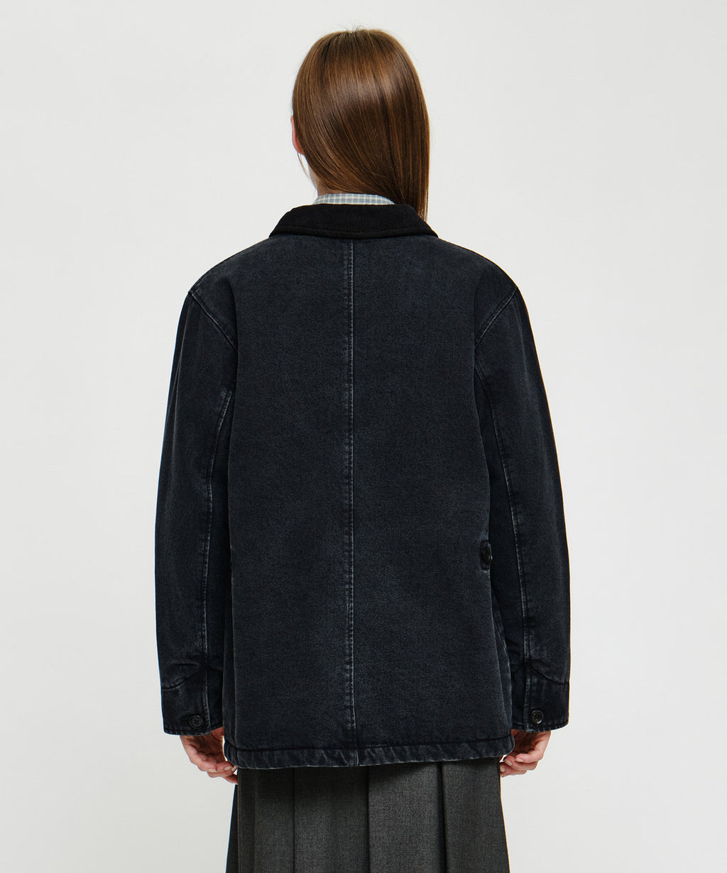 Marithe & Francois Girbaud - Corduroy Collar Denim Work Jacket (Black) product image 3 | TRAB K-Fashion Australia