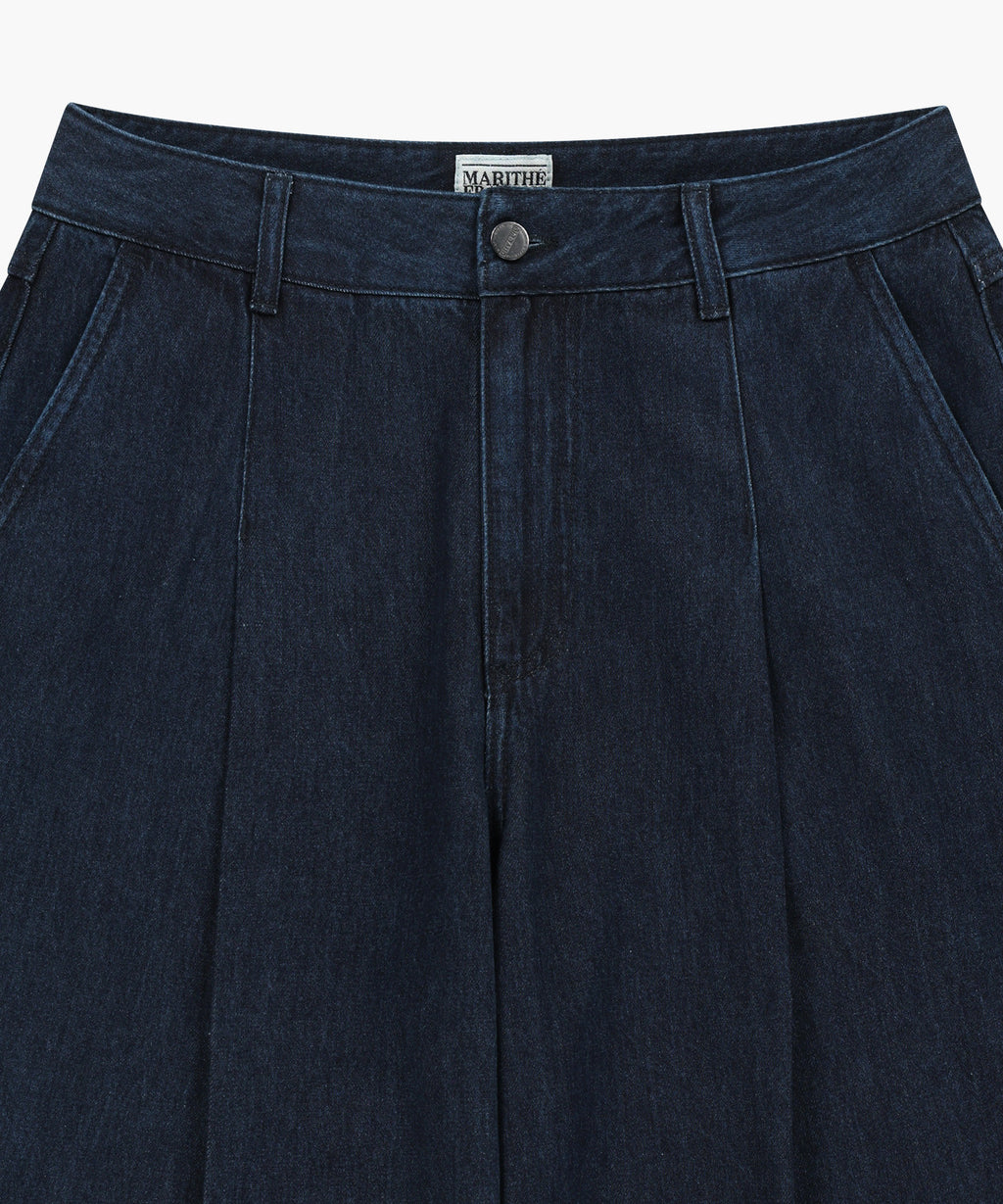 Marithe & Francois Girbaud - Wide Fit Tuck Denim Pants (Indigo) product image 3 | TRAB K-Fashion Australia
