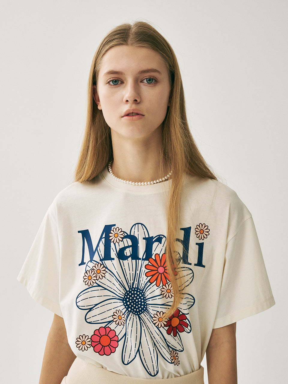 Mardi Mercredi - [Pre-Order – Ships June 12] Tshirt Flowermardi Blossom (Cream Vintageblue) product image 1 | TRAB K-Fashion Australia
