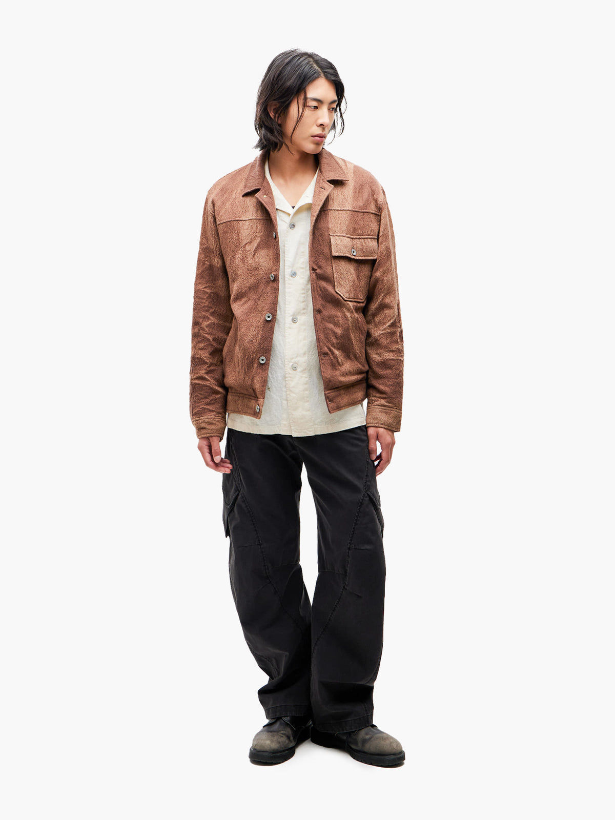 Jiyong Kim - Sun-Bleached Wool Trucker Jacket (Beige) product image 1 | TRAB K-Fashion Australia
