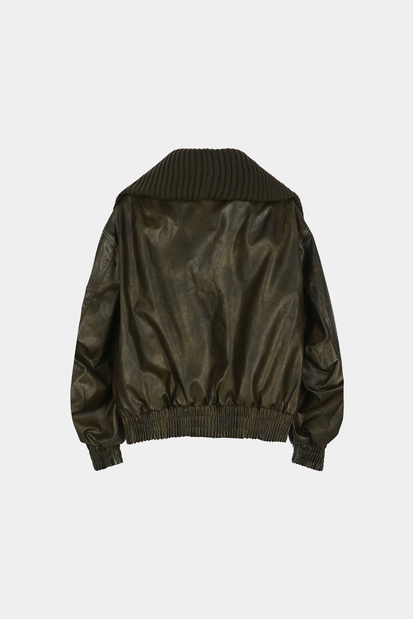 Andersson Bell - ニットカラー MA-1 ボンバー ジャケット (カーキ