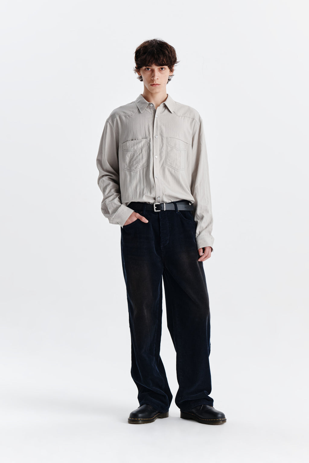 Matin Kim - Stitch Point Shirt (Light Grey) product image 8 | TRAB K-Fashion Australia